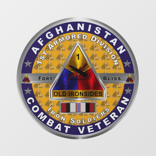 Autocollant Pour Fenêtre 1re division blindée Afghanistan Vétéran (Feuille)