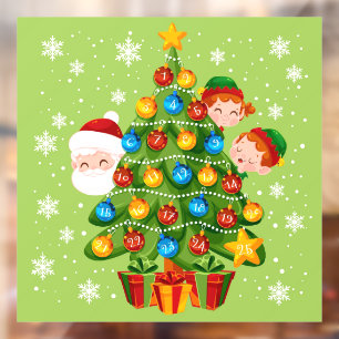 Autocollant Pour Fenêtre 25 Jours de Noël, Arbre de Noël