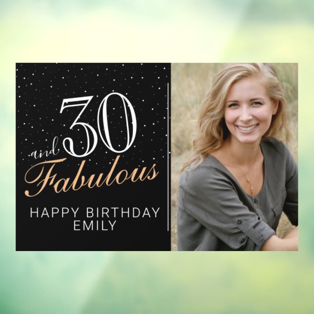 Autocollant Pour Fenêtre 30 et fabuleux moderne Black 30th Birthday Photo (Feuille 3)