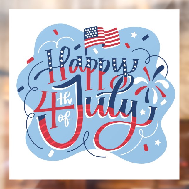 Autocollant Pour Fenêtre 4 juillet heureux (Feuille 2)