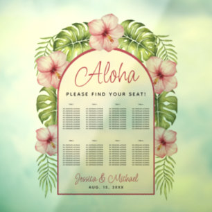 Autocollant Pour Fenêtre 8 Tableaux Hawaii Tropical Transparent Graphique d
