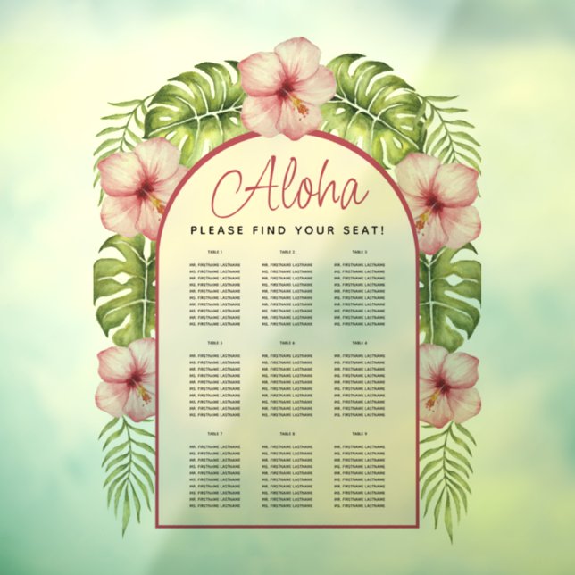 Autocollant Pour Fenêtre 9 Tableaux Tropical Seating Chart Transparent Hawa (Feuille 3)