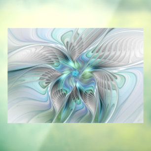 Autocollant Pour Fenêtre Abstrait Bleu Vert Papillon Imaginaire Fractal Art
