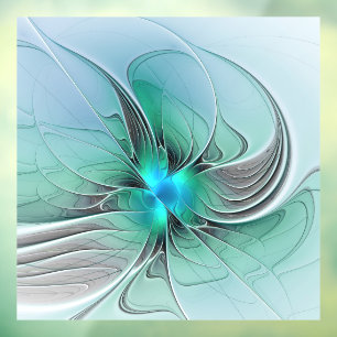 Autocollant Pour Fenêtre Abstrait De Bleu, Art Fractal Moderne