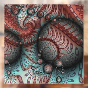 Autocollant Pour Fenêtre Abstrait Fantaisie Vive Art Fractal Brun Bleu