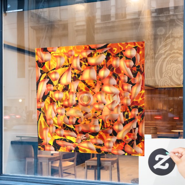Autocollant Pour Fenêtre Abstrait orange (Fenêtre de café)