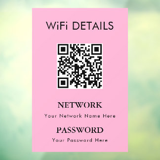 Autocollant Pour Fenêtre Accès au réseau WiFi | Affichage du mot de passe d