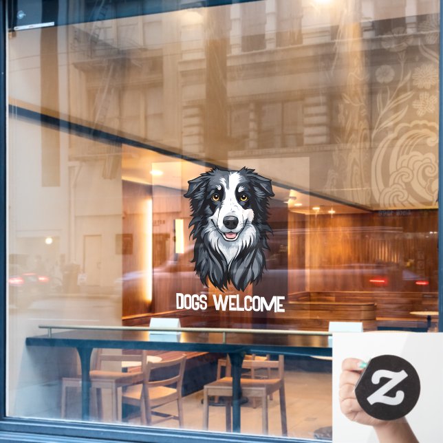 Autocollant Pour Fenêtre Accueil Chiens (Fenêtre de café)