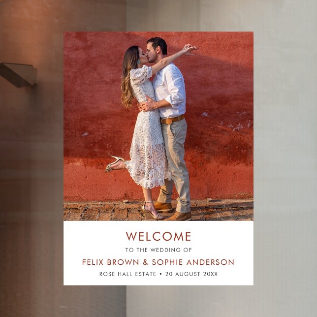Autocollant Pour Fenêtre Accueil mariage | Terracotta Brûlé Rouille Orange (Créateur téléchargé)