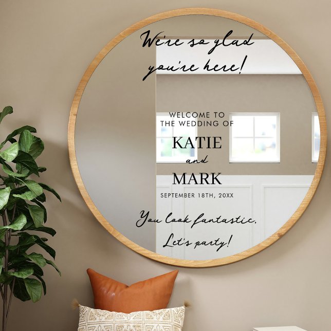 Autocollant Pour Fenêtre Accueil Minimal Moderne À Notre Signal Mariage Dec (Modern Minimal Welcome To Our Wedding Sign Decal)