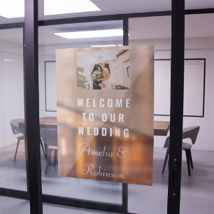Autocollant Pour Fenêtre Accueil photo mariage personnalisé   Script blanc 