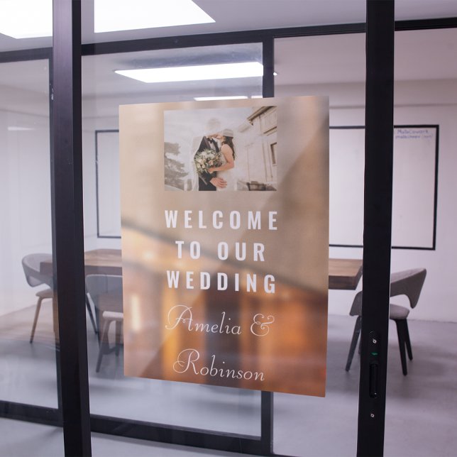 Autocollant Pour Fenêtre Accueil photo mariage personnalisé | Script blanc  (Créateur téléchargé)