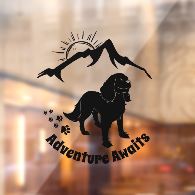 Autocollant Pour Fenêtre Adventure Attend Randonnée Cavalier Spaniel   (Feuille 2)