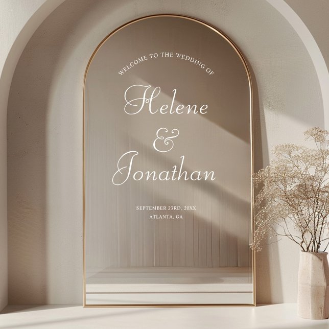 Autocollant Pour Fenêtre Affiche de bienvenue de mariage moderne élégante (Modern Elegant Wedding Welcome Sign Mirror Decal)