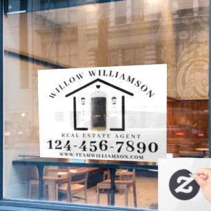 Autocollant Pour Fenêtre Agent immobilier Maison et porte d'aquarelle noire