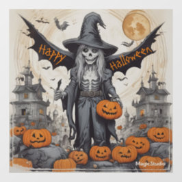 Autocollant Pour Fenêtre AI Skeleton ailé Halloween Fenêtre Cling Decal