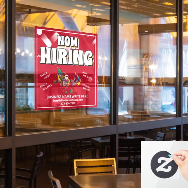 Autocollant Pour Fenêtre Aidez l'embauche Recherchée maintenant Fêtes de No (Fenêtre du restaurant)