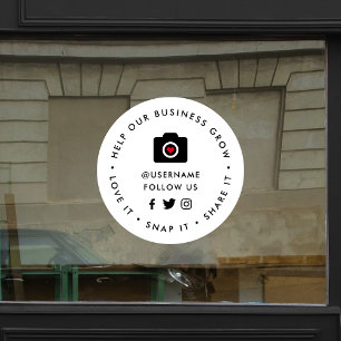 Autocollant Pour Fenêtre Aidez notre entreprise à grandir Snap Share Médi
