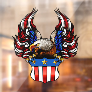 Autocollant Pour Fenêtre Aigle américain patriote Crête de drapeau USA Bout