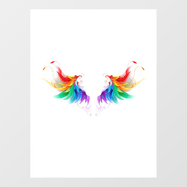 Autocollant Pour Fenêtre Ailes fluffy arc-en-ciel (Feuille)