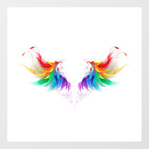 Autocollant Pour Fenêtre Ailes fluffy arc-en-ciel
