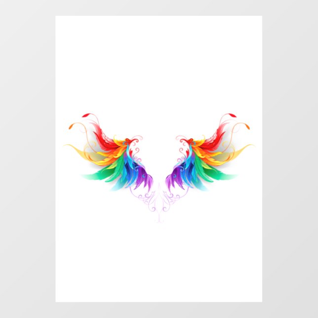 Autocollant Pour Fenêtre Ailes fluffy arc-en-ciel (Feuille)