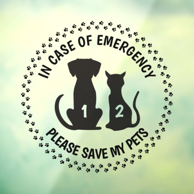 Autocollant Pour Fenêtre Alerte de sécurité pour animaux de compagnie First (Feuille 3)