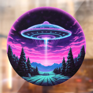 Autocollant Pour Fenêtre Alien vaisseau spatial rétro futuriste