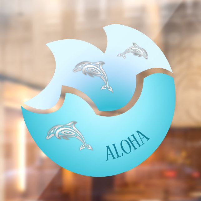 Autocollant Pour Fenêtre Aloha | Dolphins de la vague bleue côtière (Feuille 2)