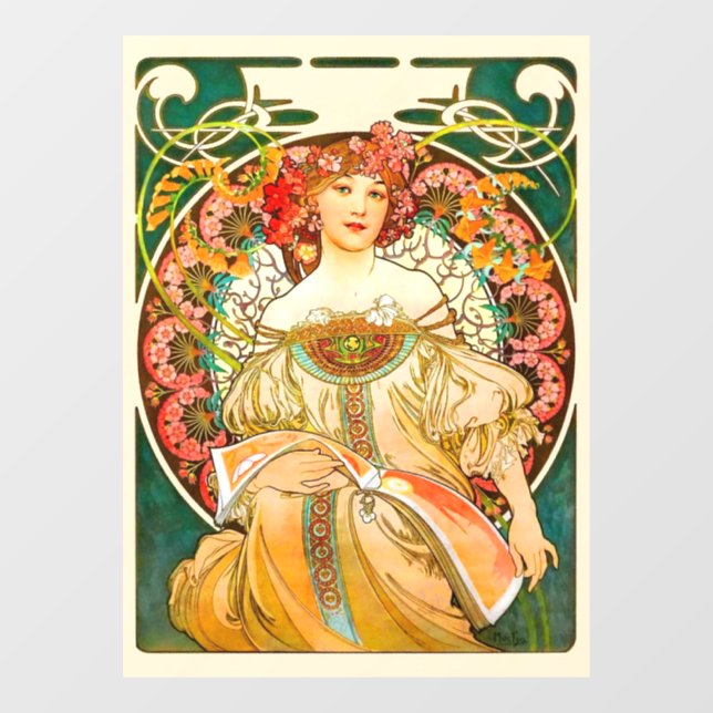 Autocollant Pour Fenêtre Alphonse Mucha Art Nouveau Daydream (Feuille)