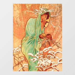 Autocollant Pour Fenêtre Alphonse Mucha Art Nouveau Hiver