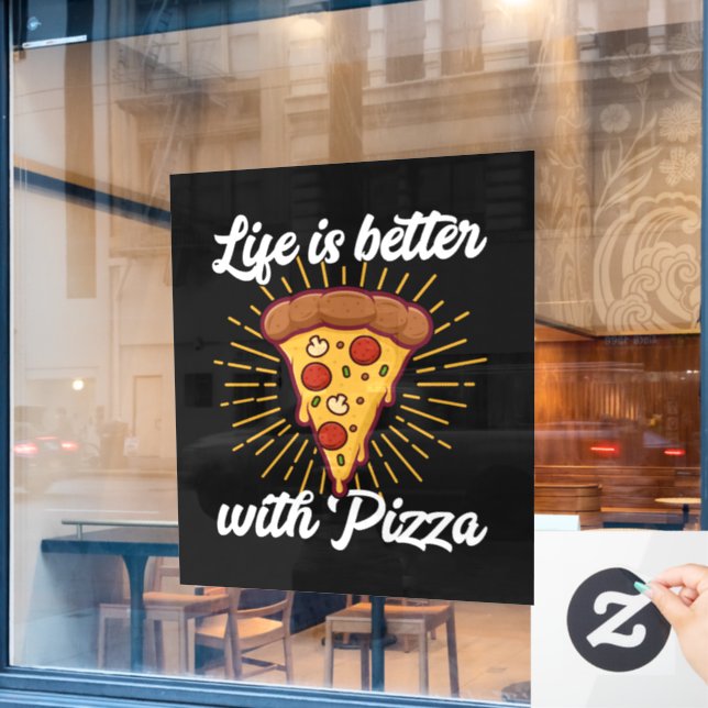 Autocollant Pour Fenêtre amateurs de pizza cool Vendeurs commerciaux (Fenêtre de café)