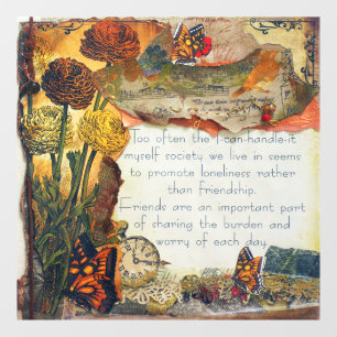 Autocollant Pour Fenêtre Amitié Médias mixtes Papillons Fleurs Collage