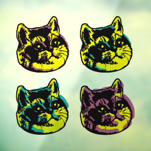 Autocollant Pour Fenêtre Amoureux des chats Fenêtre Décal Pop Art