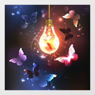 Autocollant Pour Fenêtre Ampoule lumineuse avec papillons nocturnes