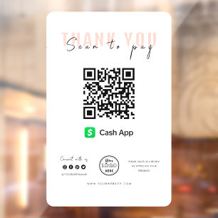 Autocollant Pour Fenêtre Analyser le Merci pour payer le logo QR Code Cash 