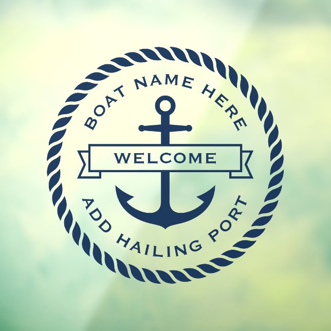 Autocollant Pour Fenêtre Ancre et corde nom du bateau hailing port accueil (Feuille 3)