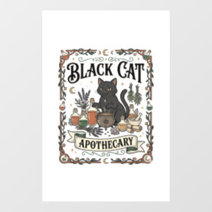 Autocollant Pour Fenêtre Apothicaire Chat Noir Chat Sorcière Mystique Apoth
