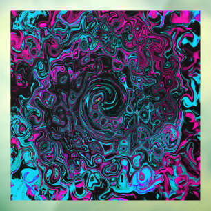 Autocollant Pour Fenêtre Aqua Magenta et Abstrait noir