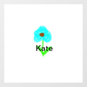 Autocollant Pour Fenêtre Aquarelle bleu vert ajouter votre nom texte