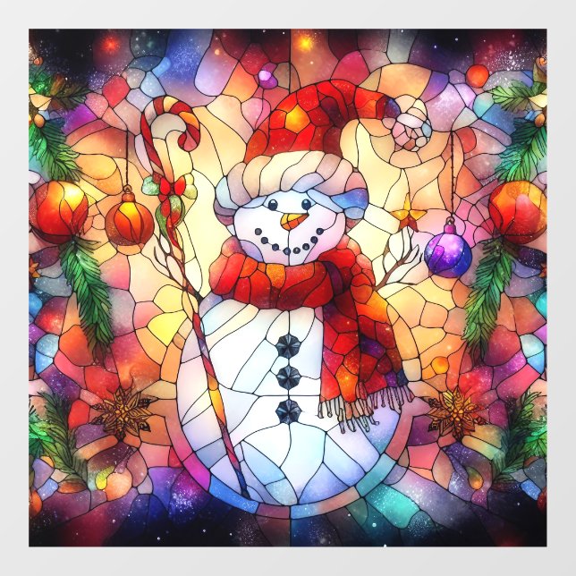 Autocollant Pour Fenêtre Aquarelle de Noël Vitrage de verre tendu Clou (Feuille)