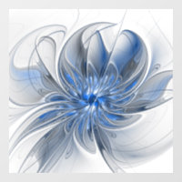 Aquarelle gris bleu Abstrait Fractal Art Flower