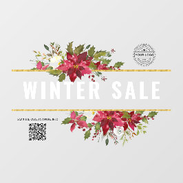 Autocollant Pour Fenêtre Aquarelle poinsettia hivernale