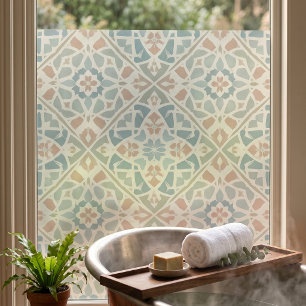 Autocollant Pour Fenêtre Arabesque Terreuse Carreau de Mosaïque Aquarelle