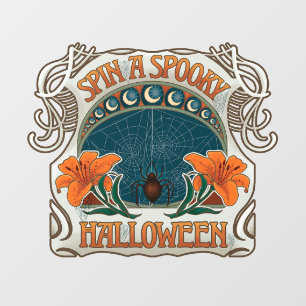 Autocollant Pour Fenêtre Araignées et Lys Éffrayant Halloween Vintage