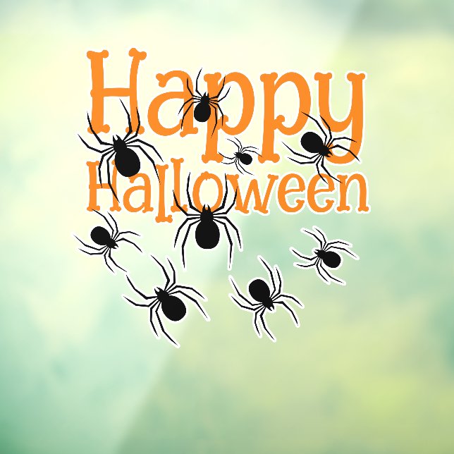 Autocollant Pour Fenêtre Araignées Joyeux Halloween noir et orange (Feuille 3)