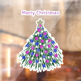 Autocollant Pour Fenêtre Arbre de Noël blanc violet bleu