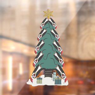 Autocollant Pour Fenêtre Arbre de Noël des pingouins amusant