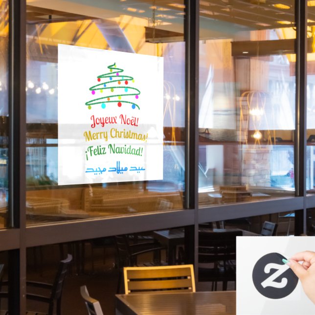 Autocollant Pour Fenêtre Arbre de Noël Festif Personnalisé International (Fenêtre du restaurant)