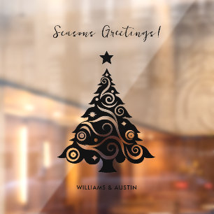 Autocollant Pour Fenêtre Arbre de Noël noir Joyeuses Fêtes